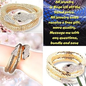 Gold plated white crystal snake bracelet